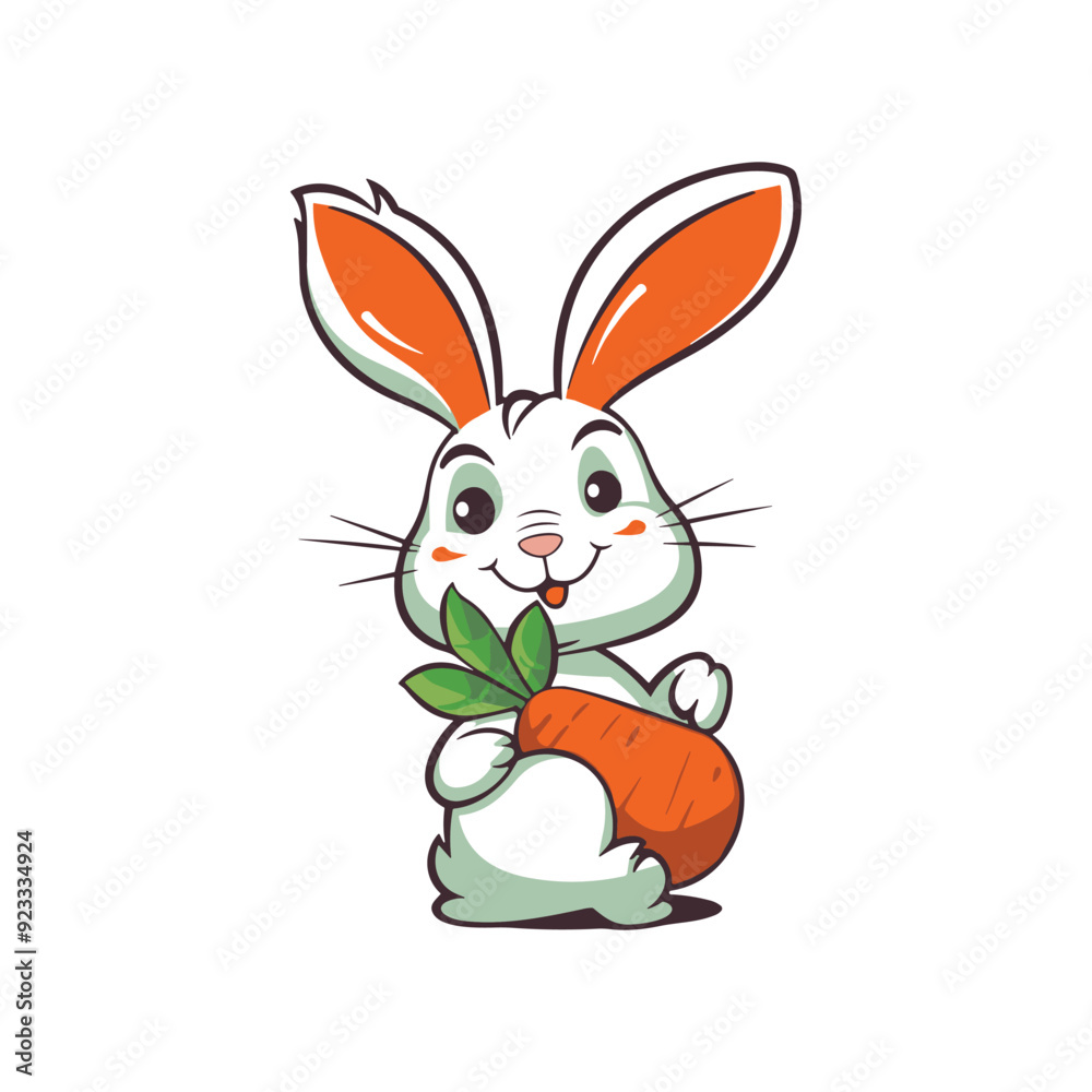 Fototapeta premium Illustration of a cute bunny holding a carrot