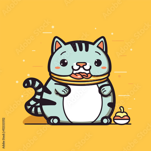 illustration of a cute foodie cat