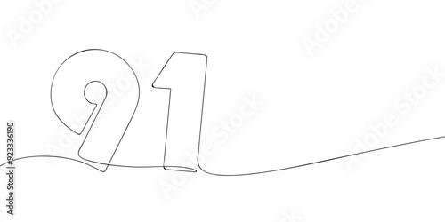 A single line drawing of a ninety one symbol. Continuous line ninety first number icon. One line icon. Vector illustration.