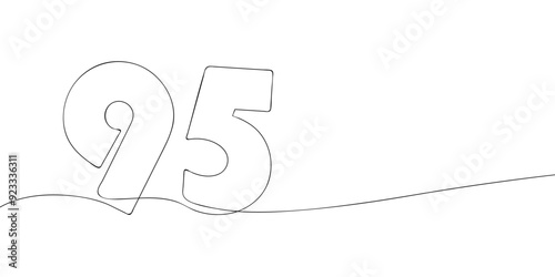 A single line drawing of a ninety five symbol. Continuous line ninety fifth number icon. One line icon. Vector illustration.