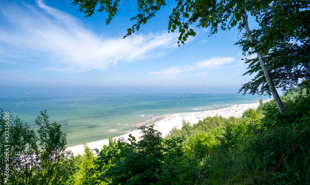 view on beach over Baltic sea in Jastrzebia Gora in Poland