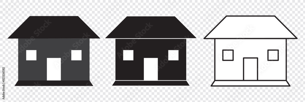 Collection home icons. House symbol. Set of real estate objects and houses black icons isolated on white background. Vector illustration.Eps10. Collection home icons. House symbol. Set of real estate objects and houses black icons isolated on white background. Vector illustration.Eps10.