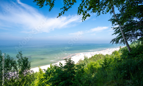Obraz na płótnie view on beach over Baltic sea in Jastrzebia Gora in Poland w salonie