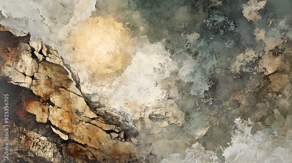 Abstract Art: Cracked Stone and Cloudy Sky Abstract Art: Cracked Stone and Cloudy Sky