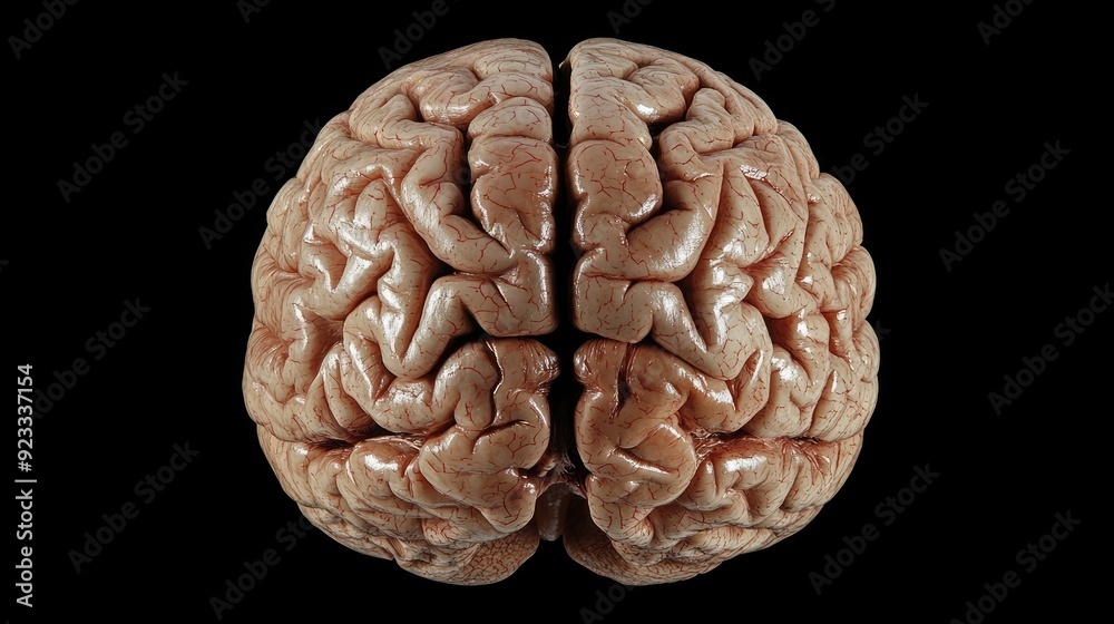 Human brain anatomy isolated on a single-color background, ideal for medical and educational text.