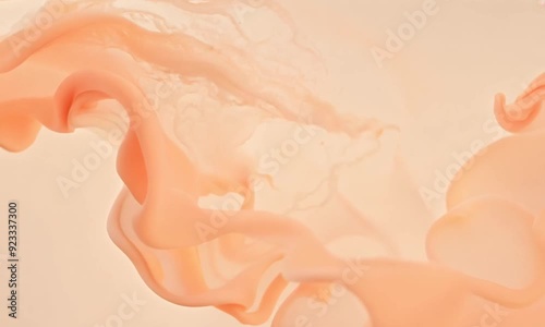 Abstract Peach Swirls: A mesmerizing abstract composition of soft peach and white hues, captured in an ethereal swirl, reminiscent of clouds or flowing liquid. The image evokes a sense of tranquility 