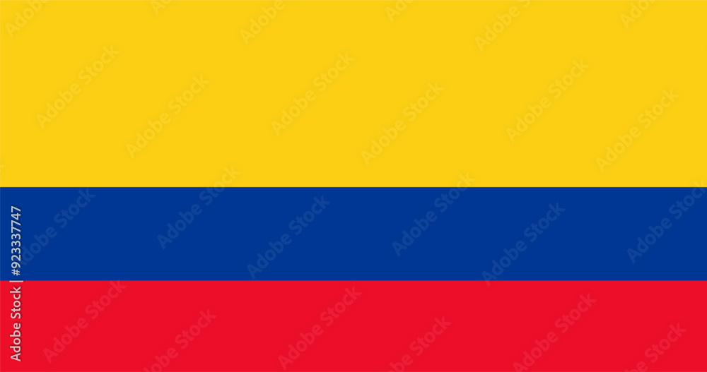 Fototapeta premium Colombia vector flag. Accurate dimensions and official colors. This file is suitable for digital editing and printing of any size.