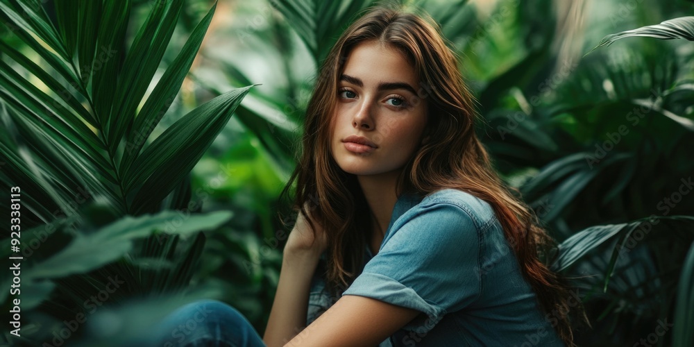 Woman Posing in Tropical Setting