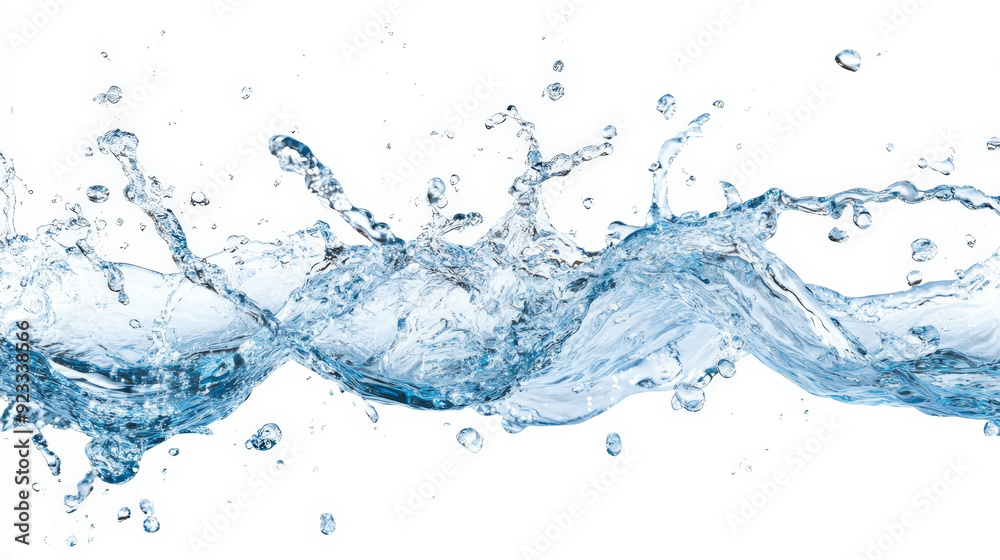 Splash of Blue Water Droplets Against White Background Splash of Blue Water Droplets Against White Background
