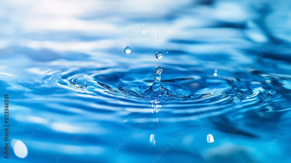 Blue water with ripples on the surface. Defocus blurred transparent blue colored clear calm water surface texture with splashes and bubbles. generative ai Blue water with ripples on the surface. Defocus blurred transparent blue colored clear calm water surface texture with splashes and bubbles. generative ai