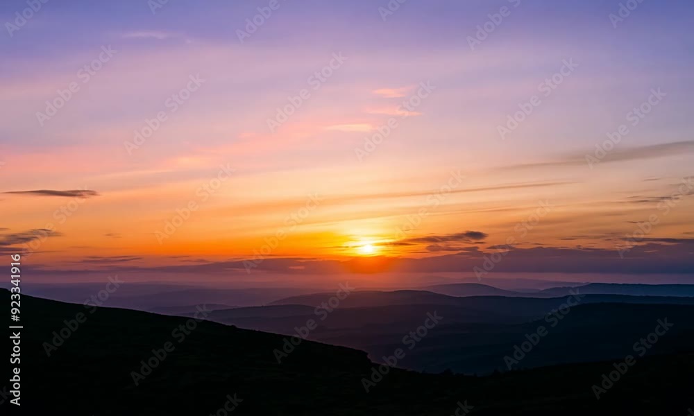 Golden Sunrise Over Misty Mountainscape Golden Sunrise Over Misty Mountainscape