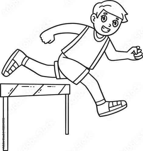 Track and Field Athlete Jumping a Hurdle Isolated