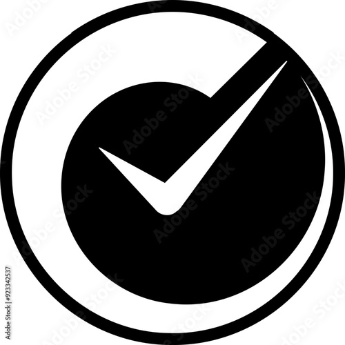 Check mark sign. Timer icon.