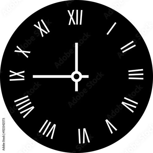 Clock face icon. Silhouette style.