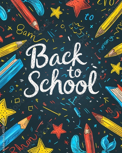 colorful text back to school on chalkboard