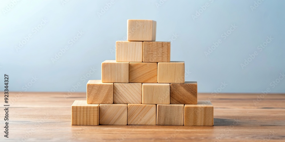 Wooden blocks arranged in a pyramid shape symbolizing leadership and outstanding talent, wooden blocks, pyramid Wooden blocks arranged in a pyramid shape symbolizing leadership and outstanding talent, wooden blocks, pyramid