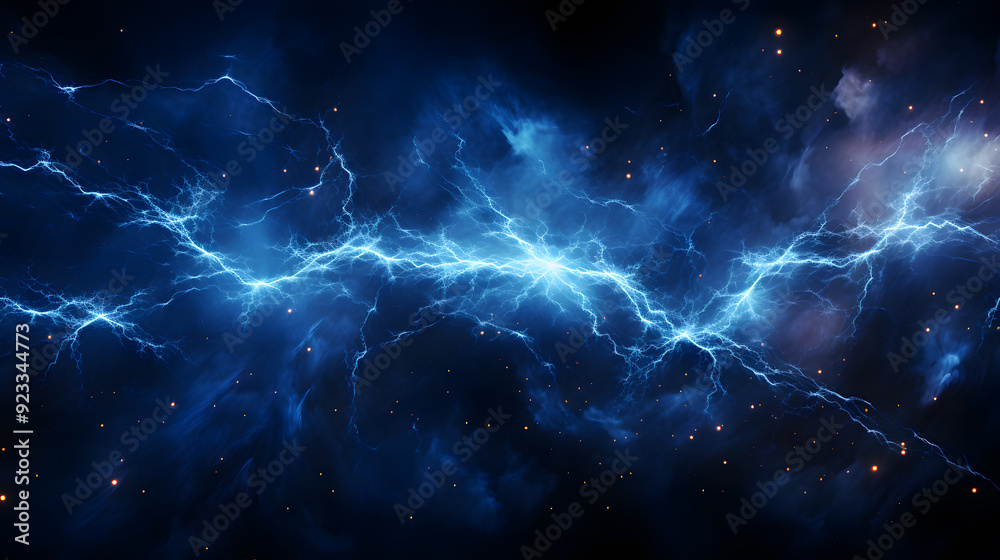Fototapeta premium thunder lines flowing across a dark blue background