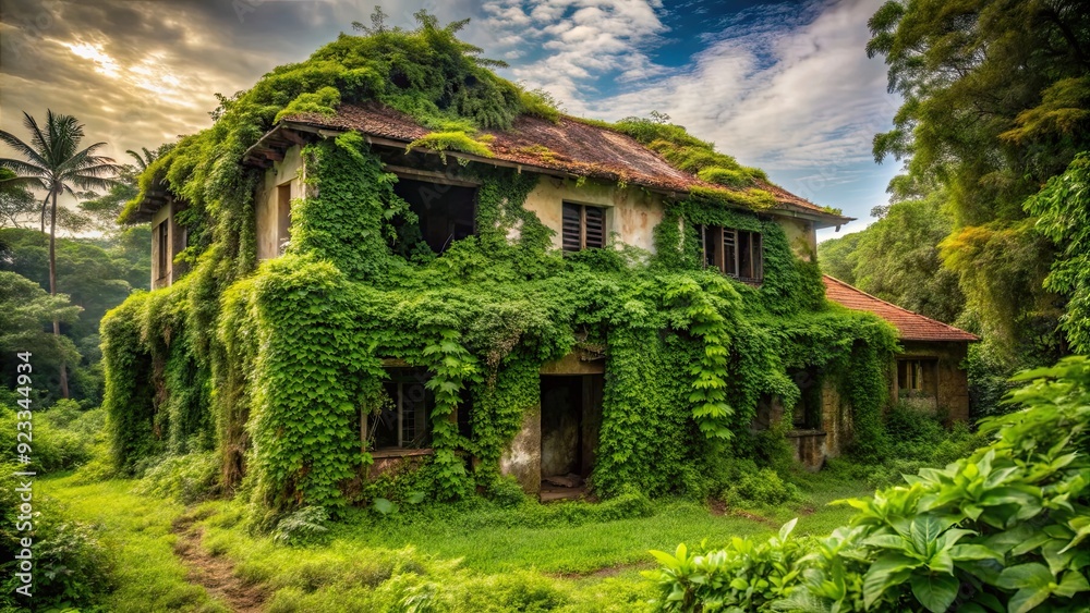 Old abandoned house covered in vines and surrounded by lush jungle vegetation, jungle, old, house, abandoned, vines, overgrown Old abandoned house covered in vines and surrounded by lush jungle vegetation, jungle, old, house, abandoned, vines, overgrown