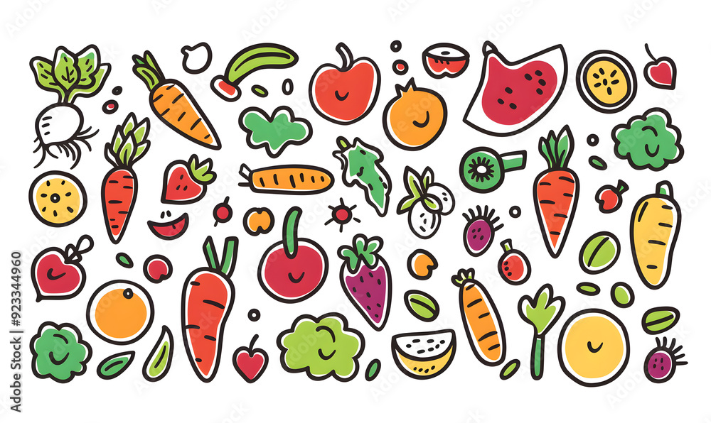 vegetable and fruits photo or illustrator on white background