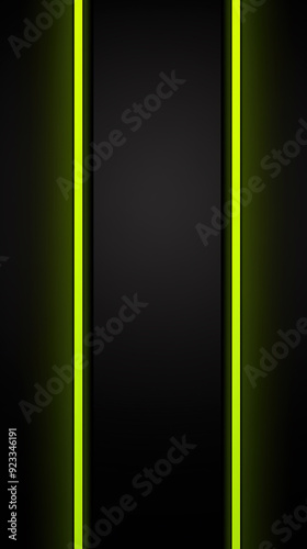 Two green glow-in-the-dark neon vertical stripes. Two bright and colorful vertical neon lines on a black background.