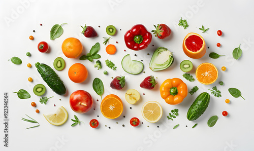 vegetable and fruits photo or illustrator on white background