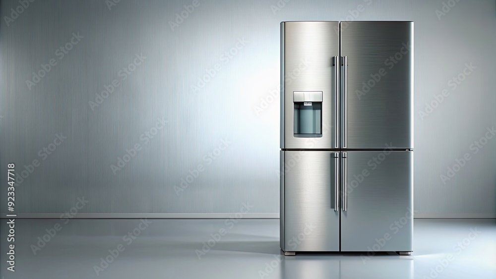 Silver refrigerator with handle on background, silver, refrigerator, appliance, kitchen, handle, modern, stainless steel Silver refrigerator with handle on background, silver, refrigerator, appliance, kitchen, handle, modern, stainless steel