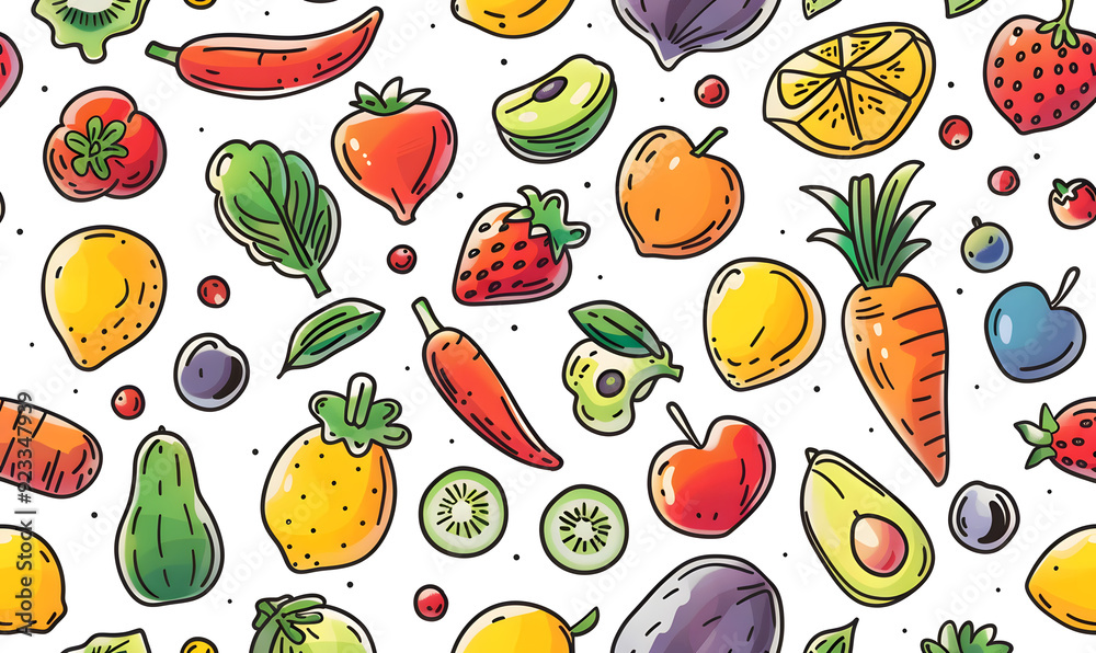 vegetable and fruits photo or illustrator on white background