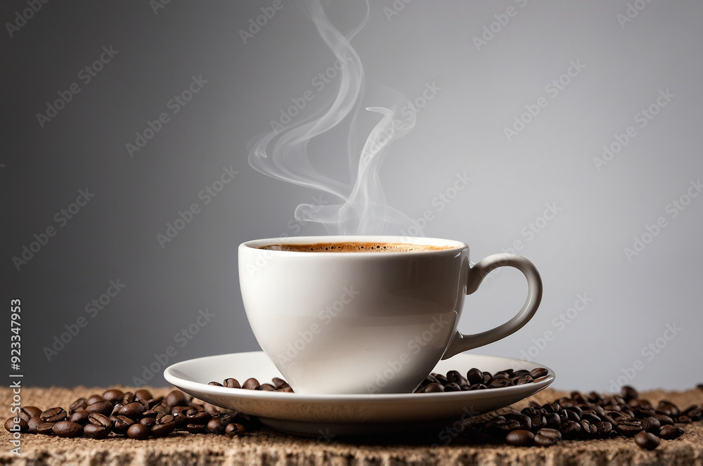 cup of coffee with beans isolated on a white background cup of coffee with beans isolated on a white background