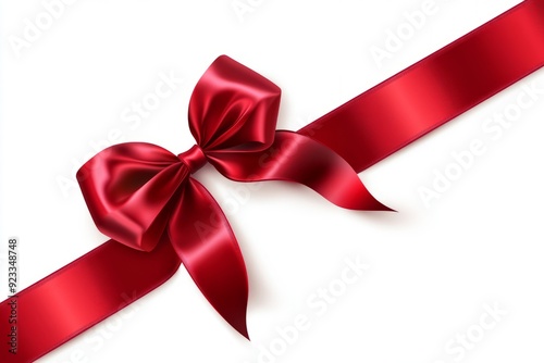 Diagonal red ribbon, gift wrap vector , white background