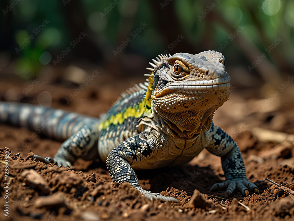 a close up of a lizard on a dirt ground a close up of a lizard on a dirt ground