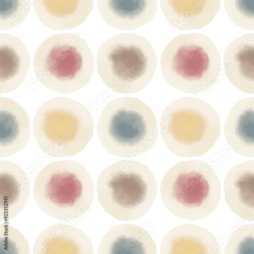 Watercolor abstract circles. Seamless pattern. Simple surface design.