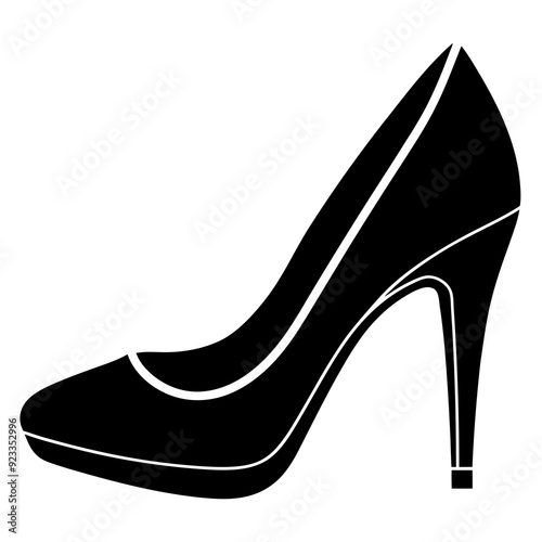 Stylish high heel on a white background silhouette vector illustration