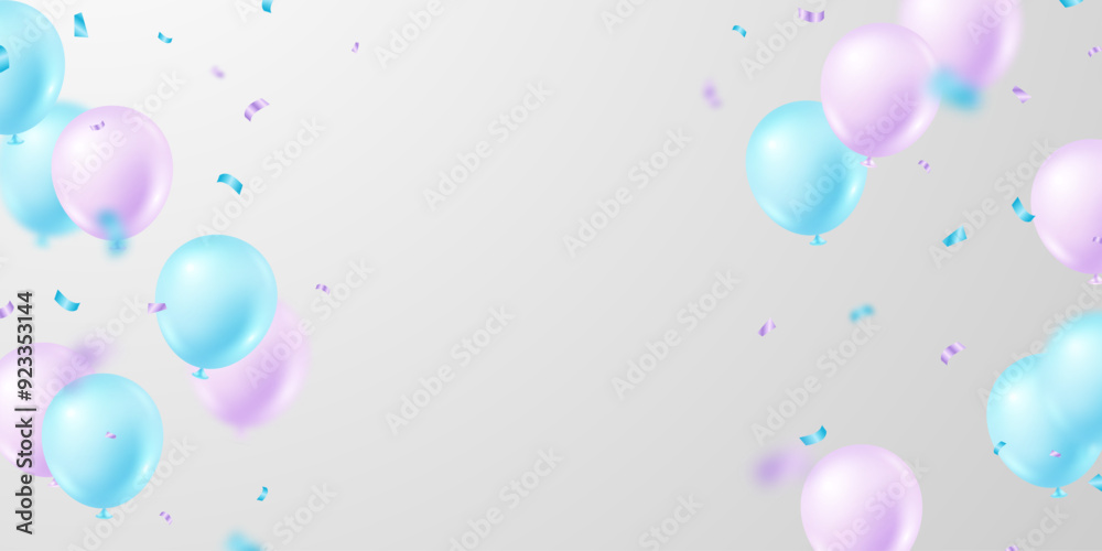 Banner template vector background design beautiful blue 3d balloon illustration Banner template vector background design beautiful blue 3d balloon illustration