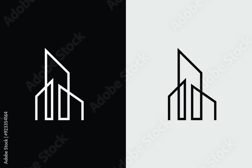 City cityscape skyline vector flat modern logo landmarks and building silhouette, Real Estate Logo Construction Skyscrapers design