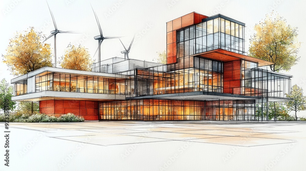 Modern Architecture with Wind Turbines Modern Architecture with Wind Turbines