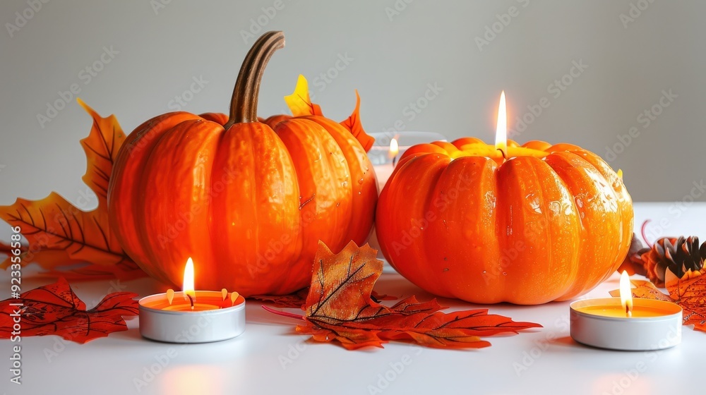 Autumn Pumpkins and Candles. Autumn Pumpkins and Candles.
