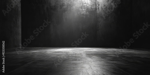 Abstract image of Studio dark room concrete floor texture background with lighting effect , ai