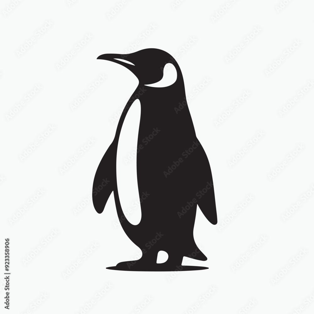 Obraz premium A minimalist black and white silhouette of a penguin, facing right. It's simple and elegant, perfect for any project that needs a touch of the arctic. 