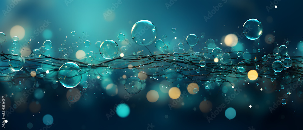 immersive vibrant turquoise green bubbles background with glitters, particles, line, wave, curve, curl 3d illustration immersive vibrant turquoise green bubbles background with glitters, particles, line, wave, curve, curl 3d illustration