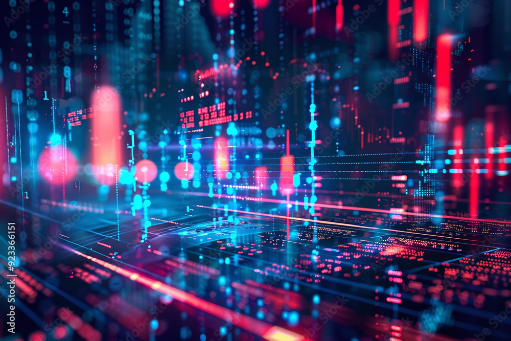 Obraz premium Abstract neon 3d background, futuristic concept