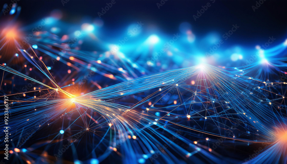 Obraz premium Close-Up of Digital Networks and Connectivity, Representing the Internet and Online Communication
