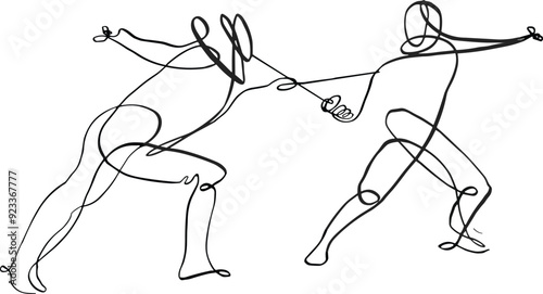 vector illustration of the Olympic  fencing athletes 