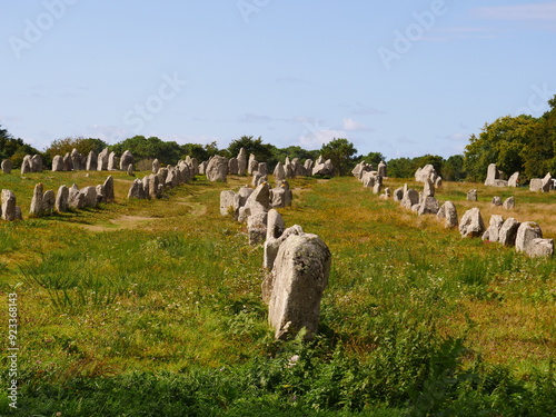 Fényképezés Rows of menhirs, in Carnac France, carved out of rock, the exact meaning is unknown, but the cultic or calendaric significance in the Neolithic period seems certain