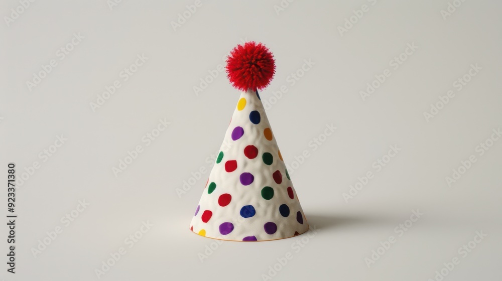 The party hat with red pom-pom The party hat with red pom-pom