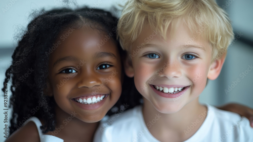Child smiles happily, showing beautiful teeth. Child smiles happily, showing beautiful teeth.