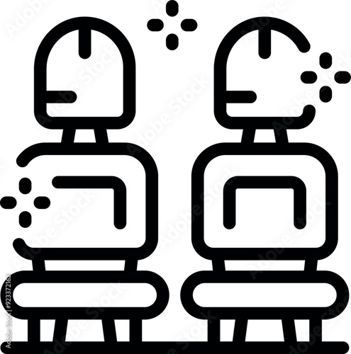 Two empty seats inside a self driving bus with artificial intelligence system