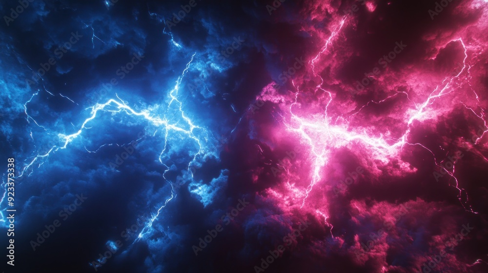 blue and pink lightning flashes brightly in the night sky blue and pink lightning flashes brightly in the night sky