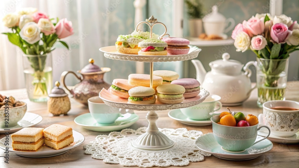 soft pastel hues elegant high tea lace doilies dainty sandwiches refined ladylike soft pastel hues elegant high tea lace doilies dainty sandwiches refined ladylike