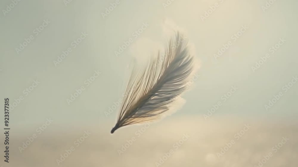 Single white feather slowly falls to the ground in slow motion, symbolizing peace, hope, and spirituality. Single white feather slowly falls to the ground in slow motion, symbolizing peace, hope, and spirituality.