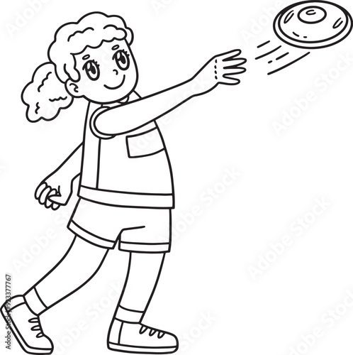Track and Field Female Throwing a Discus Isolated